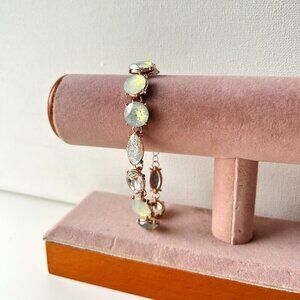 Vintage Rose Gold Clear and Shimmer Stone Chain Bracelet